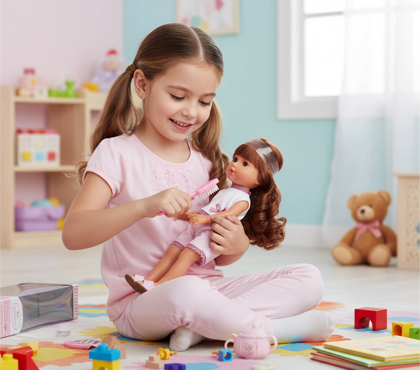 Muñeca Arias Elegance Martina con Pantalón Corto Rosa – Muñeca Bebé de 38 cm con Conjunto Elegante | Fabricada en España