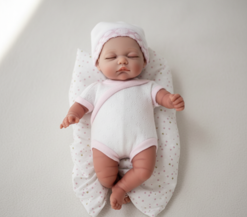 Muñeco Bebé Arias con Bodie Blanco Ref. 60168 – Muñeca Reborn de 30 cm con Ropa y Accesorios | Fabricada en España