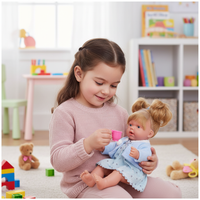 Muñeca Arias Elegance con Vestido Azul Ref. 60610-2 – Muñeca Bebé de 28 cm con Sonido de Risa, Conjunto y Complementos | Fabricada en España