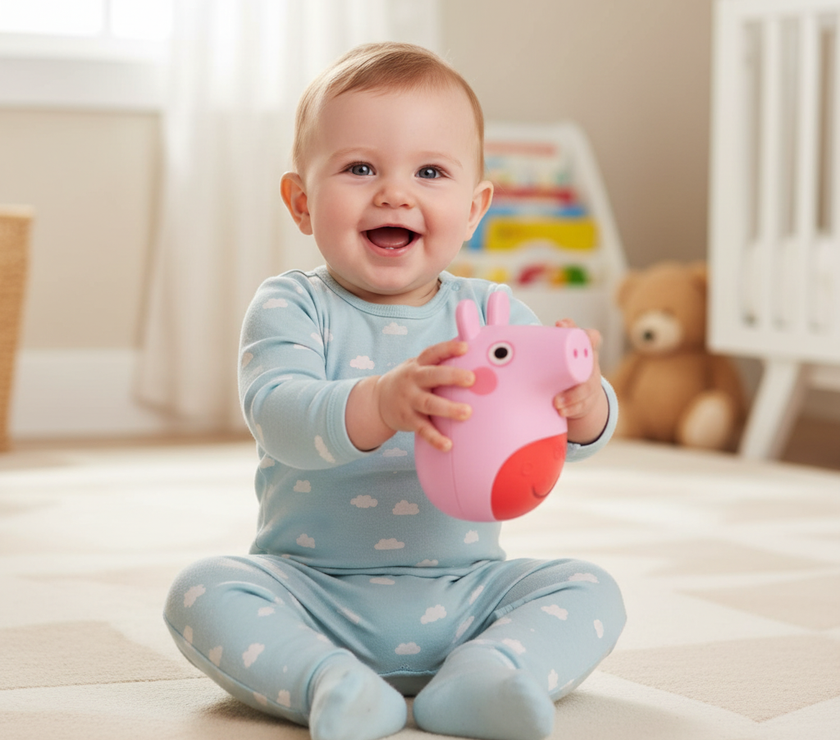 Peppa Pig – Tentetieso Infantil | Muñeco Bebe Balancín con Sonido | Juguete Educativo y Divertido para Bebés a partir de 6 Meses