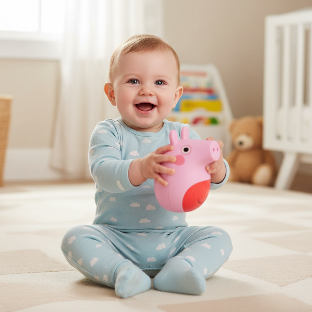 Peppa Pig – Tentetieso Infantil | Muñeco Bebe Balancín con Sonido | Juguete Educativo y Divertido para Bebés a partir de 6 Meses