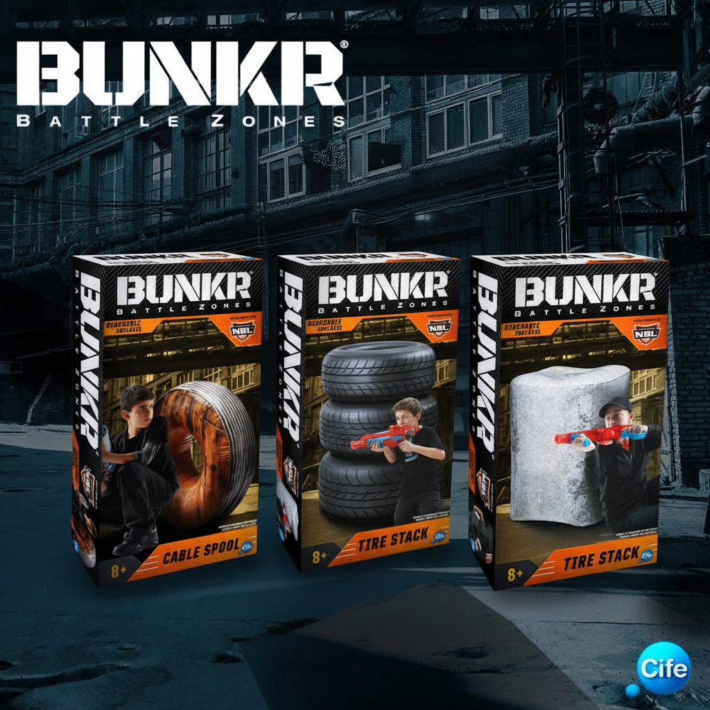 Pack Bunkr – Surtido Battle Zone | Set de Batalla Nerf con Obstáculos Inflables | Juego de Acción y Estrategia para Niños