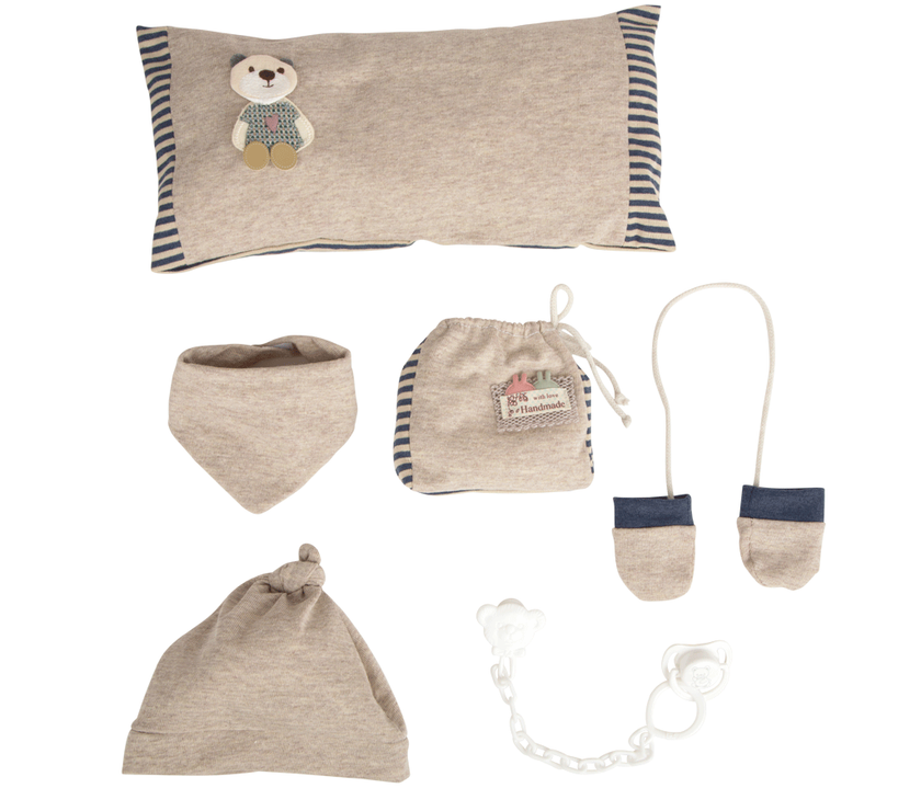 Muñeco con peso Elegance Andie 40cm Azul con Cojín, Manoplas y Bolsa multiusos 60640