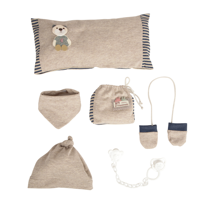 Muñeco con peso Elegance Andie 40cm Azul con Cojín, Manoplas y Bolsa multiusos 60640