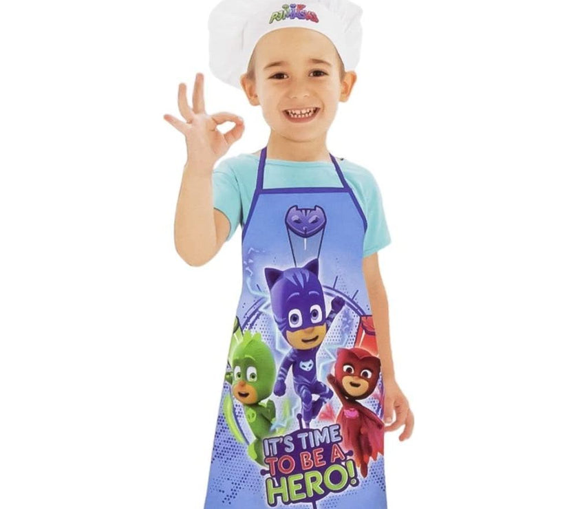 Juego de delantal y gorro de cocina, de P J Masks. Diseño de Disney. De 3 a 8 años