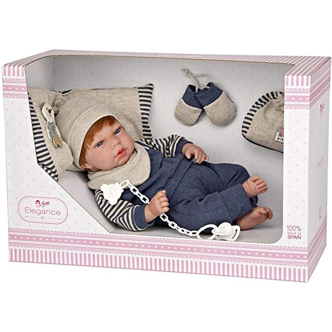 Muñeco con peso Elegance Andie 40cm Azul con Cojín, Manoplas y Bolsa multiusos 60640