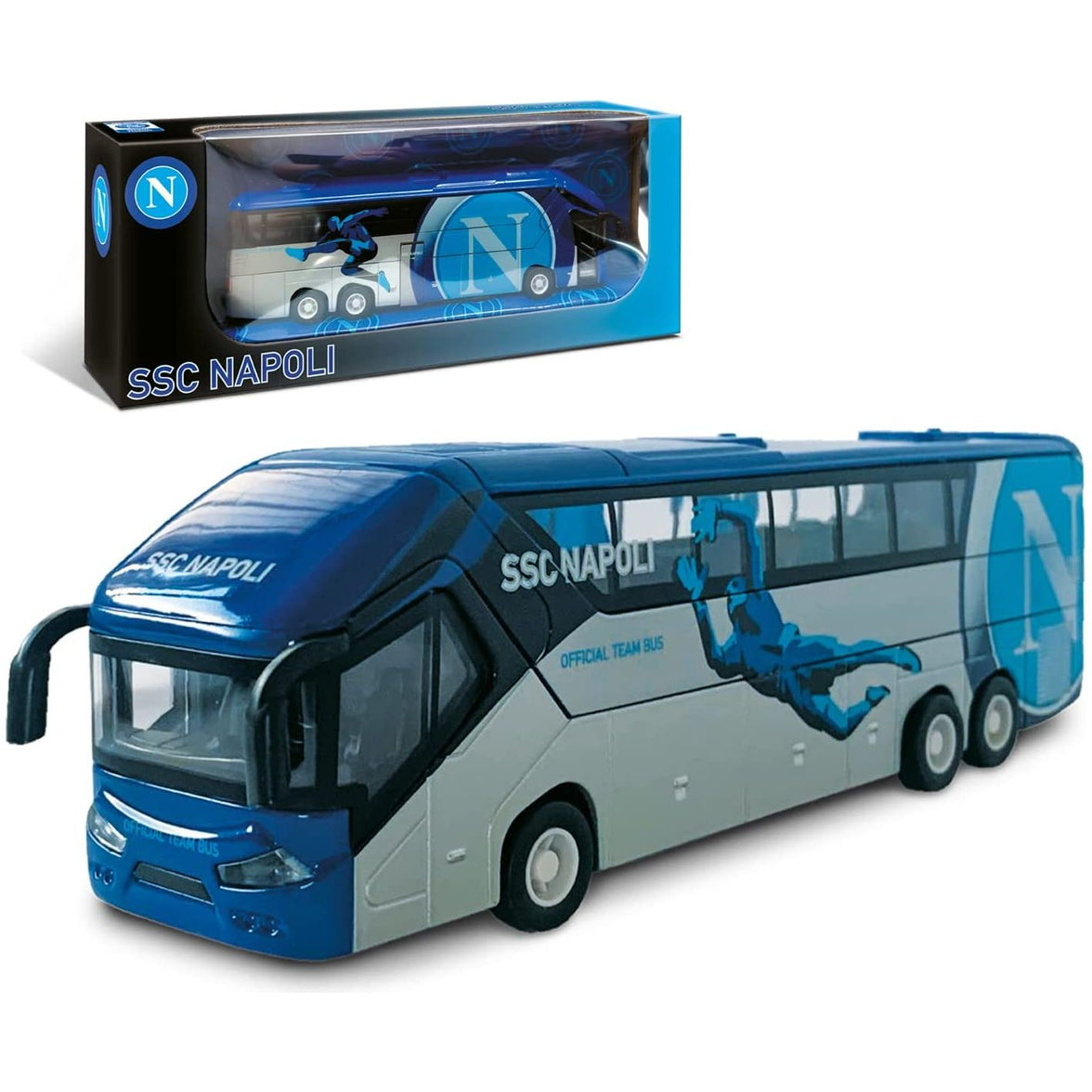 S.S.C. Napoli Autobús Oficial | Modelo de Colección de Equipo de Fútbol | Réplica Escala 1:43