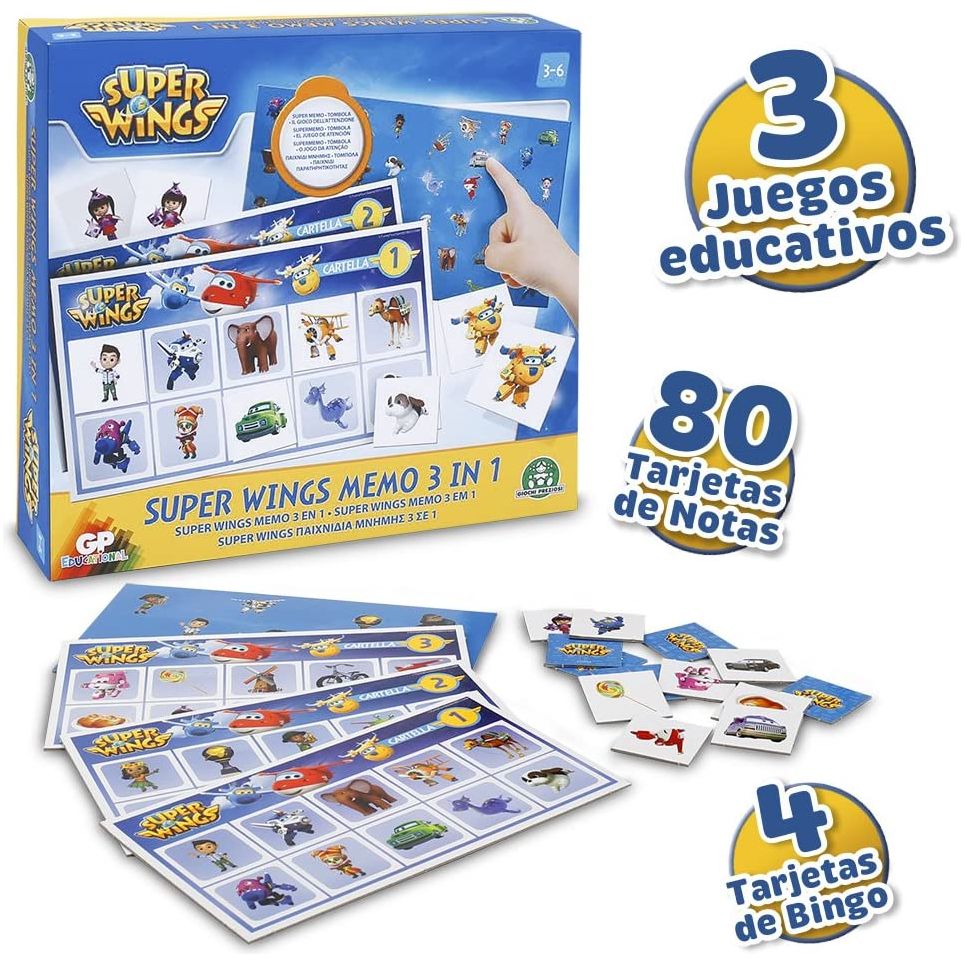 Superwings - Juego 3 en 1 súper memo. Caja algo dañada