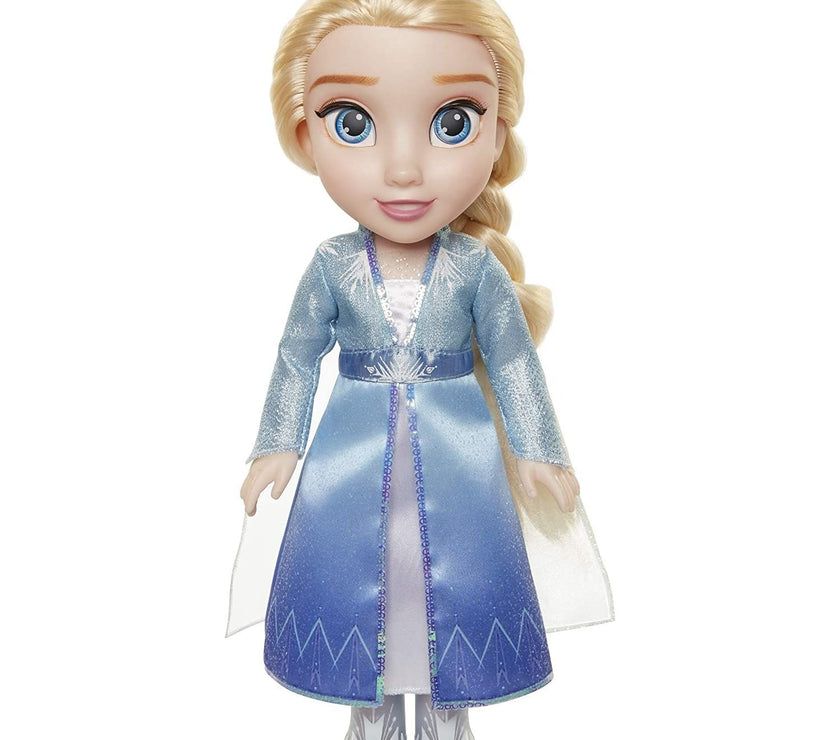 Disney Frozen 2 - Muñeca Elsa de Viaje 35 cm con Capa de Viaje Azul, Botas y un Precioso Peinado