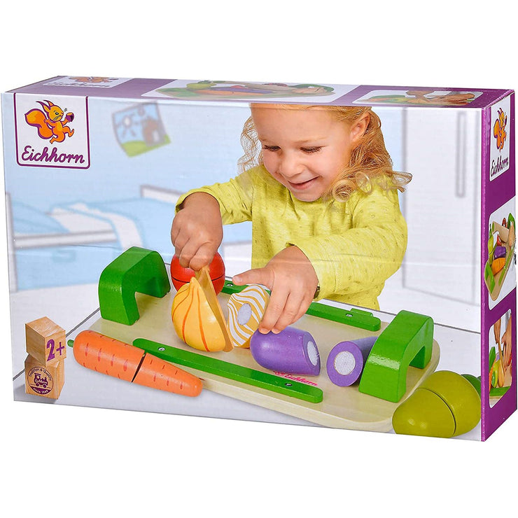 Eichhorn - Tabla con Verduras y Cuchillo, Set de Juguetes de Madera para Niños a partir de 2 Años - 26 cm