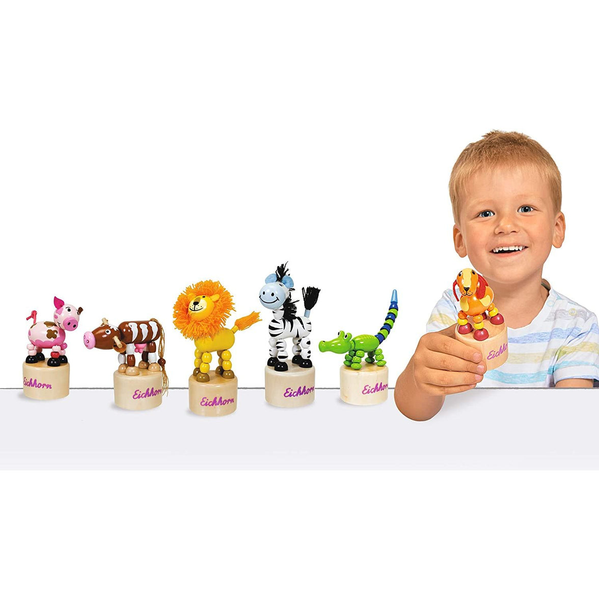 Eichhorn- Figura Mecánica de Animales de Madera, 8-11 cm, 6 Modelos Disponibles