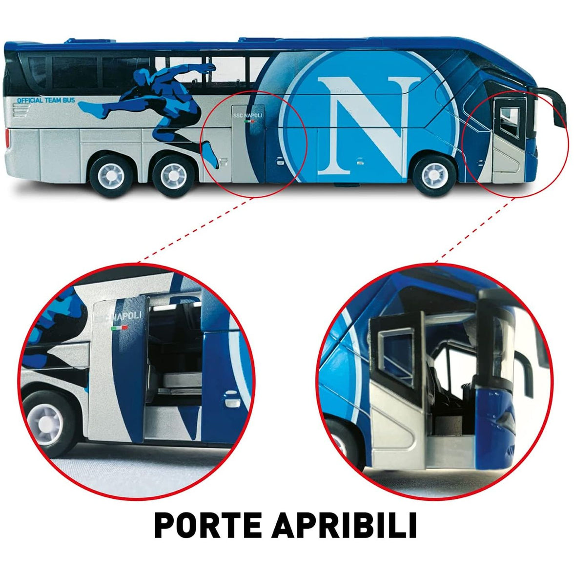 S.S.C. Napoli Autobús Oficial | Modelo de Colección de Equipo de Fútbol | Réplica Escala 1:43