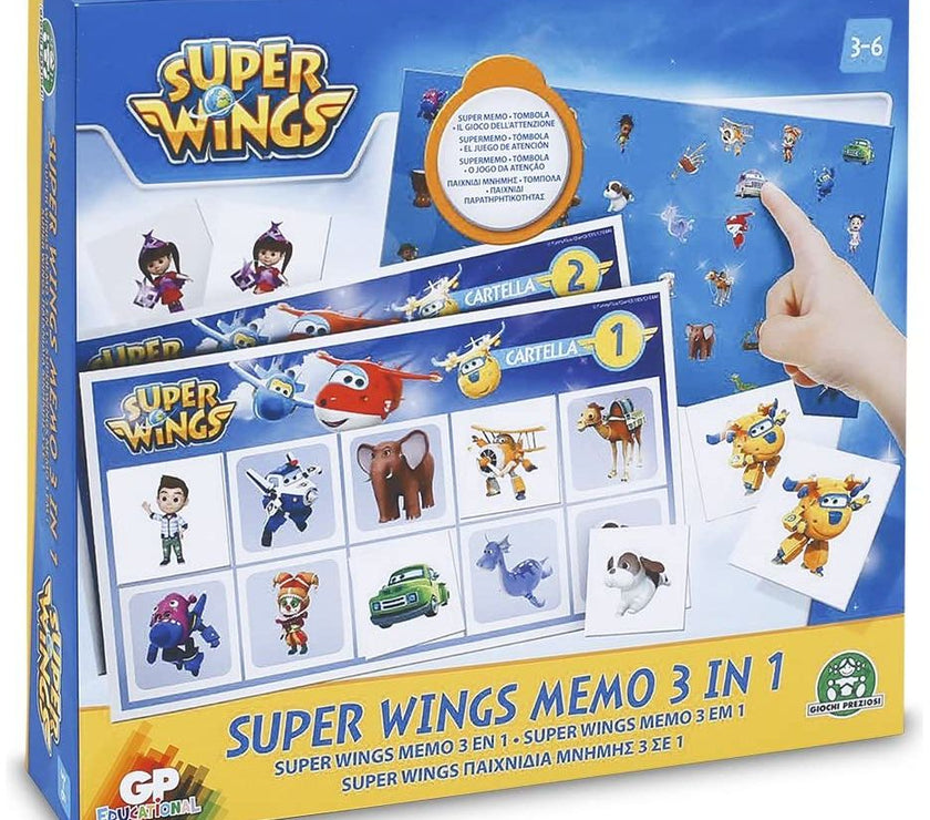 Superwings - Juego 3 en 1 súper memo. Caja algo dañada