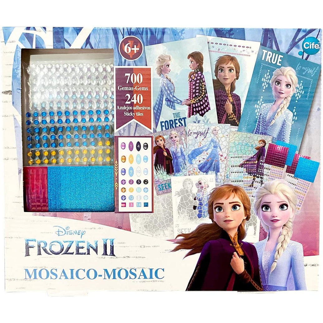 Cife Disney Frozen 2-Decora a Elsa y Anna, Gemas, Cuentas de Colores y Pegatinas-Set con Todo lo Necesario para Crear Tus Propios mosaicos, Multicolor con Azul Hielo predominante