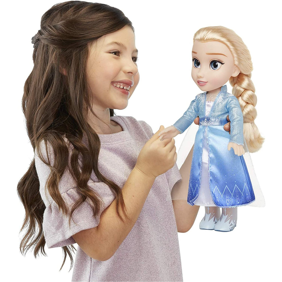 Disney Frozen 2 - Muñeca Elsa de Viaje 35 cm con Capa de Viaje Azul, Botas y un Precioso Peinado