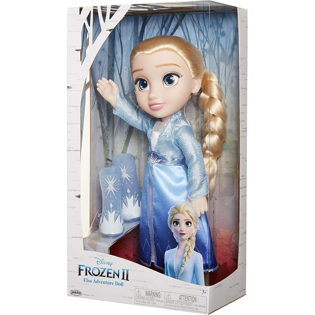 Disney Frozen 2 - Muñeca Elsa de Viaje 35 cm con Capa de Viaje Azul, Botas y un Precioso Peinado