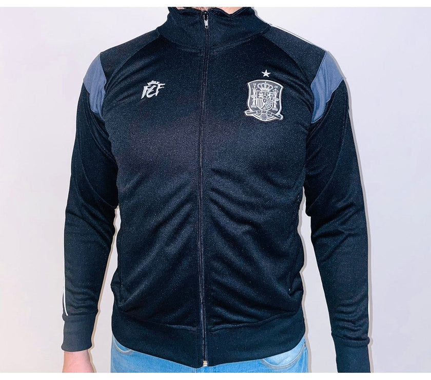 Chaqueta Adulto Eurocopa, negra y gris, Oficial Real Seleción Española de Futbol