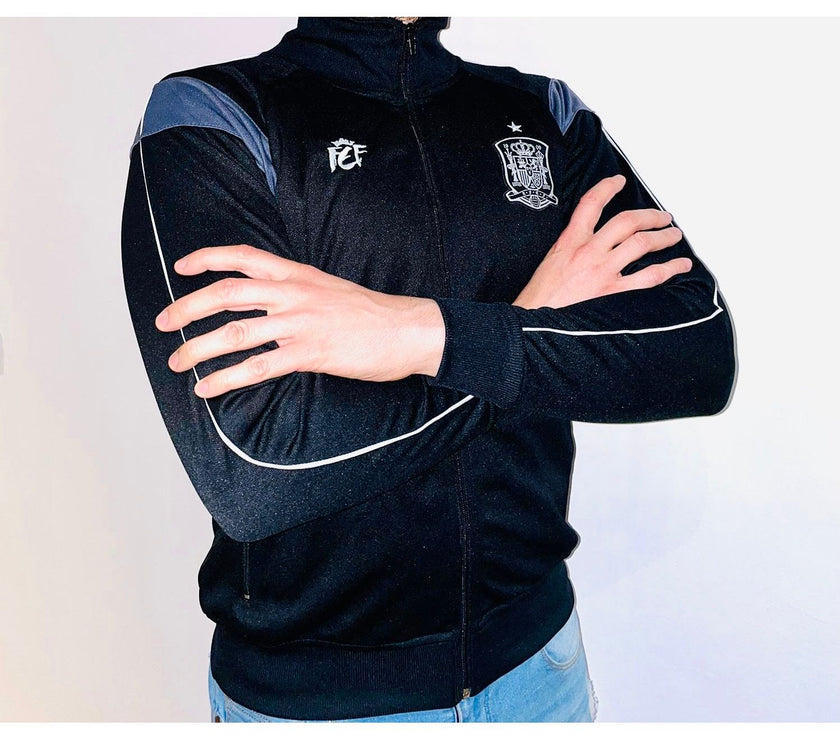 Chaqueta Adulto Eurocopa, negra y gris, Oficial Real Seleción Española de Futbol