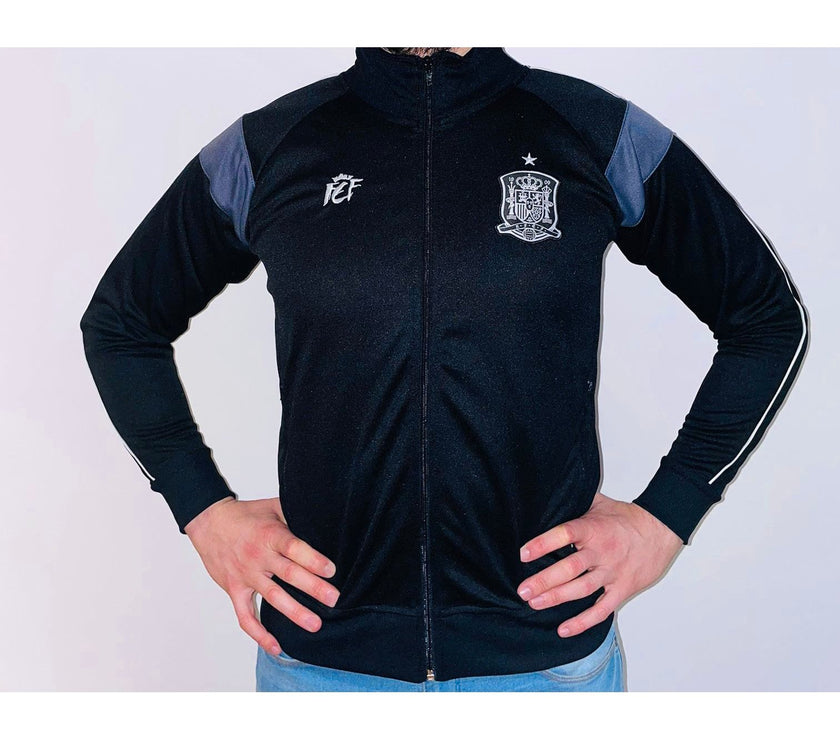 Chaqueta Adulto Eurocopa, negra y gris, Oficial Real Seleción Española de Futbol