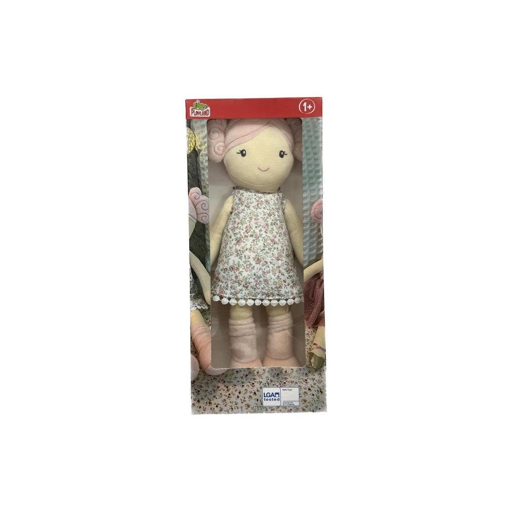 MUÑECA TRAPO VESTIDO BORDADOS FLORES 35CM