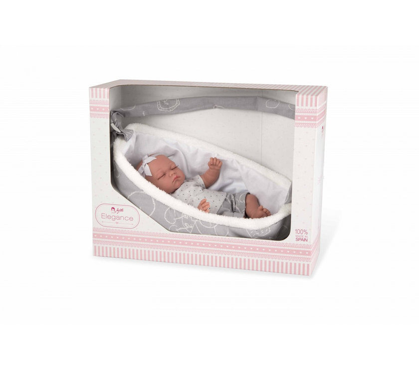 Muñeca Arias Elegance 33cm Noa con Portabebe y Sonido 50272