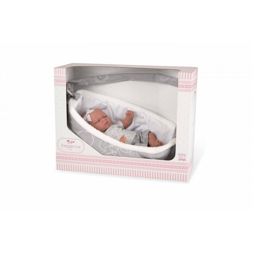 Muñeca Arias Elegance 33cm Noa con Portabebe y Sonido 50272