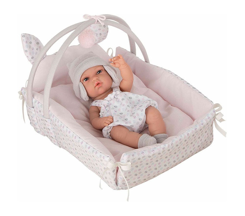Muñeca natal con cuna con lunares 60283