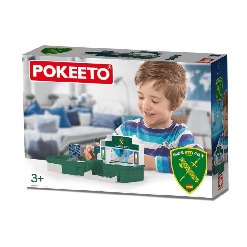 Pokeeto Guardia Civil – Set de Comisaría con Figura | Juego de Construcción y Rol Infantil | Juguete Educativo y Coleccionable
